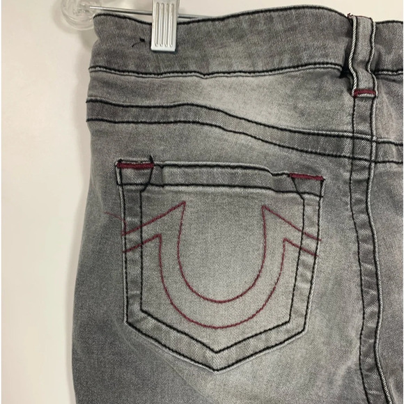 True Religion Jennie Curvy Jeans Women's 28 Gray  Denim Mid Rise Skinny Raw Hem - Picture 7 of 15